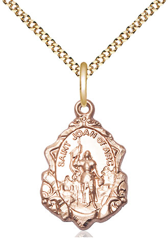 14kt Gold Filled Saint Joan of Arc Pendant on a 18 inch Gold Plate Light Curb chain