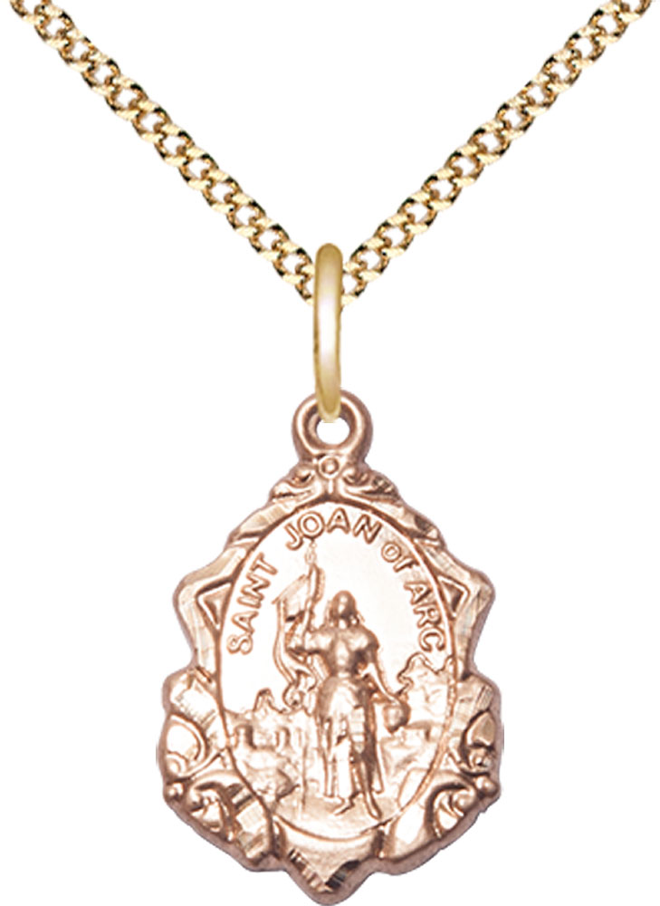 14kt Gold Filled Saint Joan of Arc Pendant on a 18 inch Gold Plate Light Curb chain
