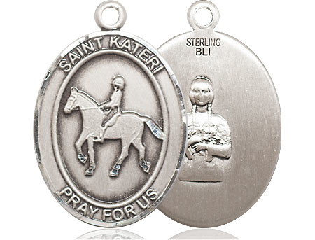 Sterling Silver Saint Kateri Equestrian Medal