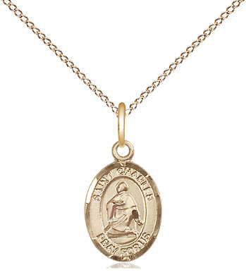 14kt Gold Filled Saint Charles Borromeo Pendant on a 18 inch Gold Filled Light Curb chain