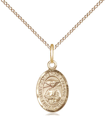 14kt Gold Filled Saint Catherine Laboure Pendant on a 18 inch Gold Filled Light Curb chain