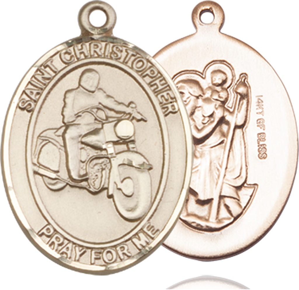 14kt Gold Filled Saint Christopher Motorcycle Medal