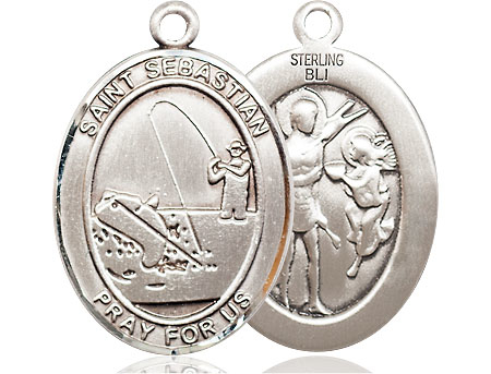 Sterling Silver Saint Sebastian Fishing Medal