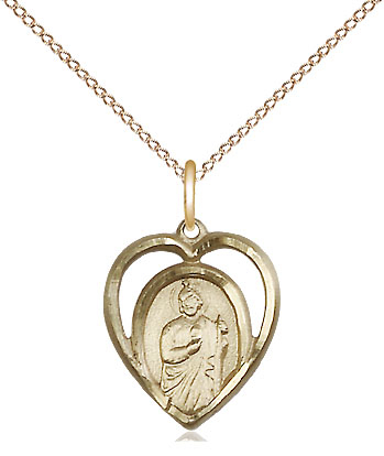 14kt Gold Filled Saint Jude Pendant on a 18 inch Gold Filled Light Curb chain