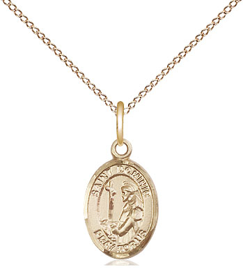 14kt Gold Filled Saint Dominic de Guzman Pendant on a 18 inch Gold Filled Light Curb chain