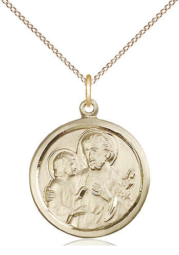 14kt Gold Filled Saint Joseph Pendant on a 18 inch Gold Filled Light Curb chain