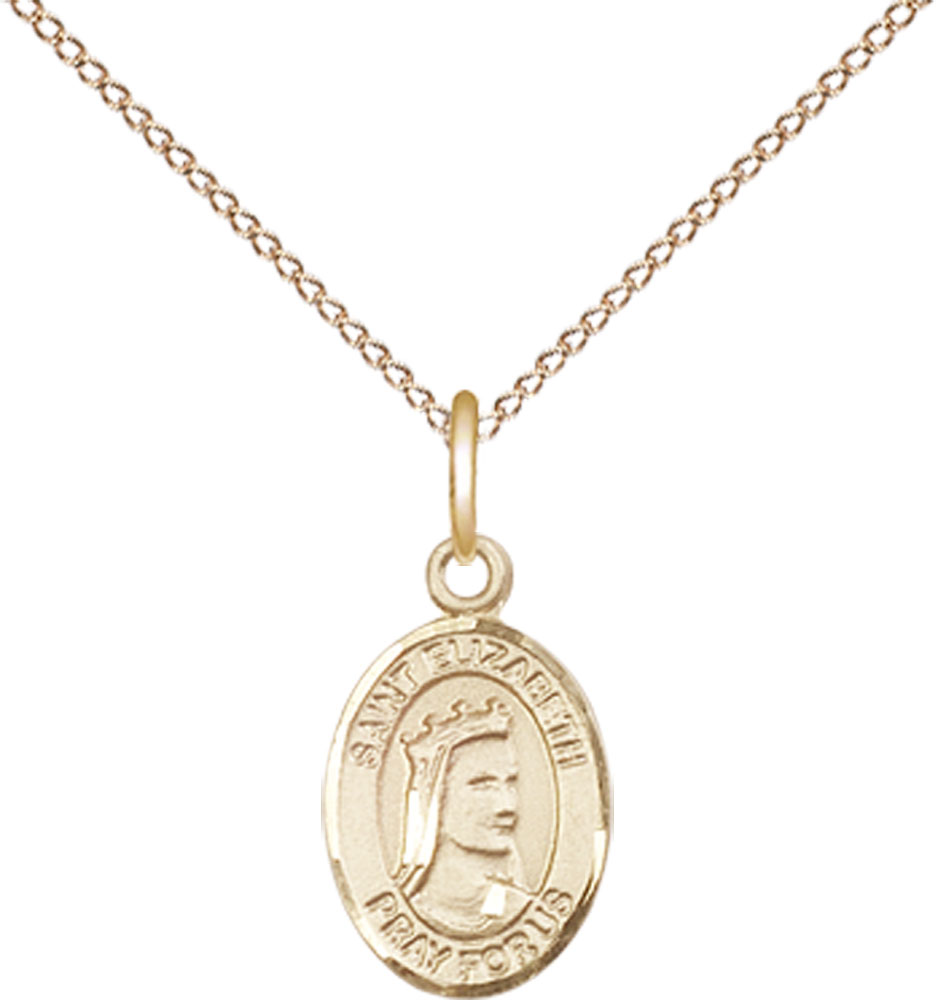 14kt Gold Filled Saint Elizabeth of Hungary Pendant on a 18 inch Gold Filled Light Curb chain