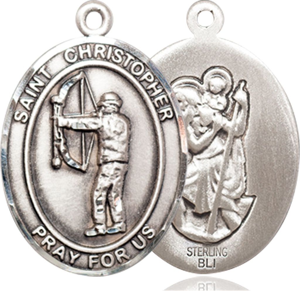 Sterling Silver Saint Christopher Archery Medal