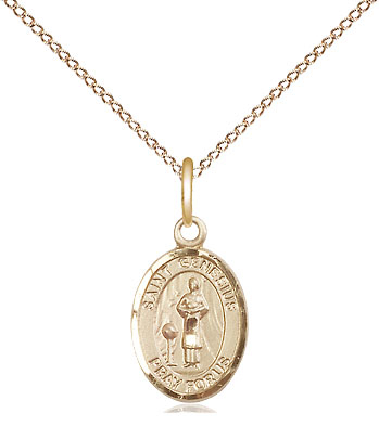 14kt Gold Filled Saint Genesius of Rome Pendant on a 18 inch Gold Filled Light Curb chain