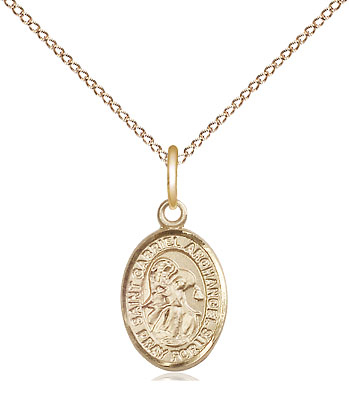 14kt Gold Filled Saint Gabriel the Archangel Pendant on a 18 inch Gold Filled Light Curb chain