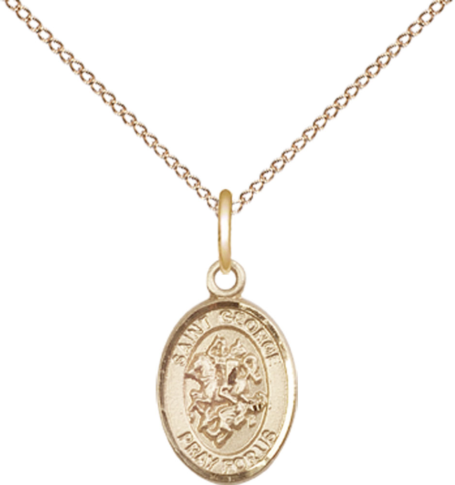 14kt Gold Filled Saint George Pendant on a 18 inch Gold Filled Light Curb chain
