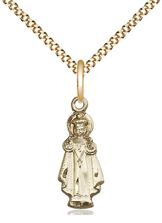 14kt Gold Filled Infant of Prague Pendant on a 18 inch Gold Plate Light Curb chain