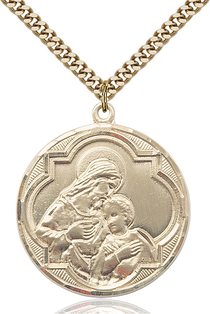 14kt Gold Filled Blessed Sacrament Pendant on a 24 inch Gold Plate Heavy Curb chain