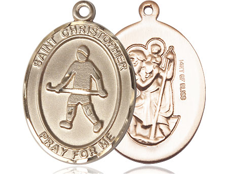 14kt Gold Filled Saint Christopher Field Hockey Medal