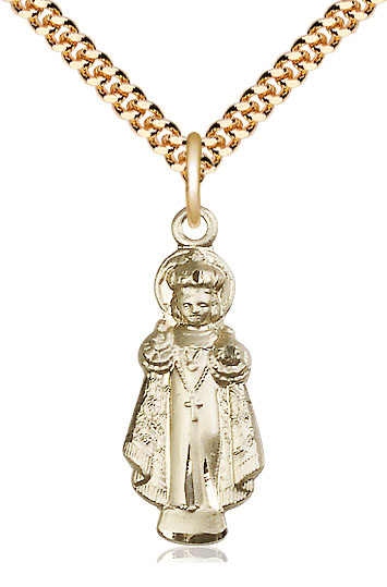 14kt Gold Filled Infant of Prague Pendant on a 24 inch Gold Plate Heavy Curb chain