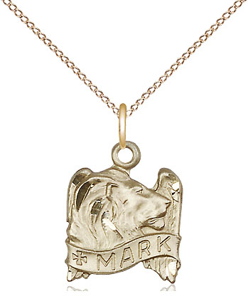 14kt Gold Filled Saint Mark the Evangelist Pendant on a 18 inch Gold Filled Light Curb chain