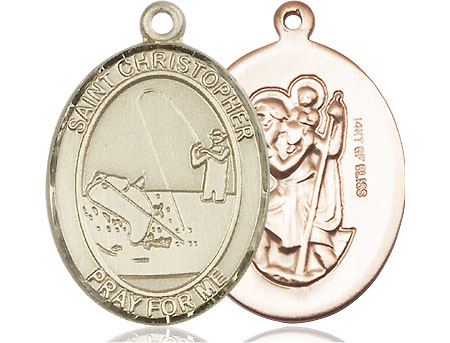 14kt Gold Filled Saint Christopher Fishing Medal
