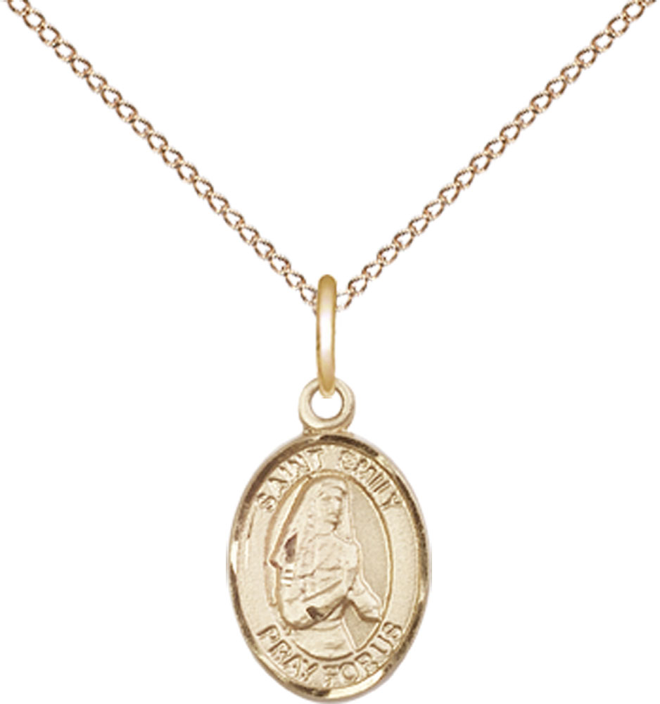 14kt Gold Filled Saint Emily de Vialar Pendant on a 18 inch Gold Filled Light Curb chain