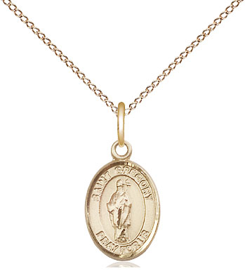 14kt Gold Filled Saint Gregory the Great Pendant on a 18 inch Gold Filled Light Curb chain