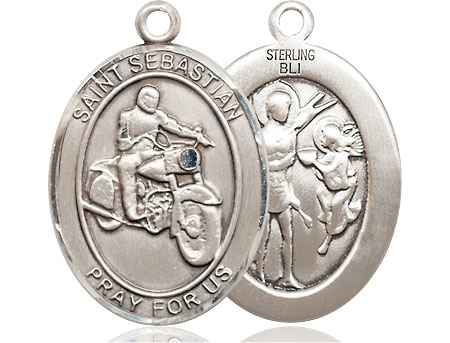 Sterling Silver Saint Sebastian Motorcycle Medal