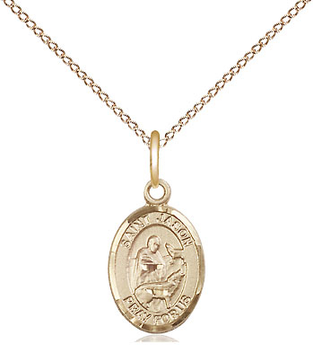 14kt Gold Filled Saint Jason Pendant on a 18 inch Gold Filled Light Curb chain