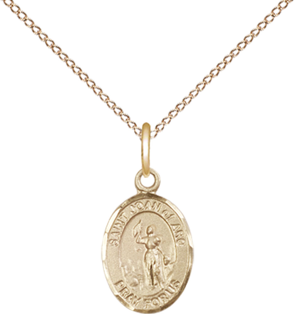 14kt Gold Filled Saint Joan of Arc Pendant on a 18 inch Gold Filled Light Curb chain