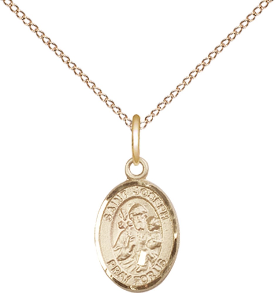 14kt Gold Filled Saint Joseph Pendant on a 18 inch Gold Filled Light Curb chain
