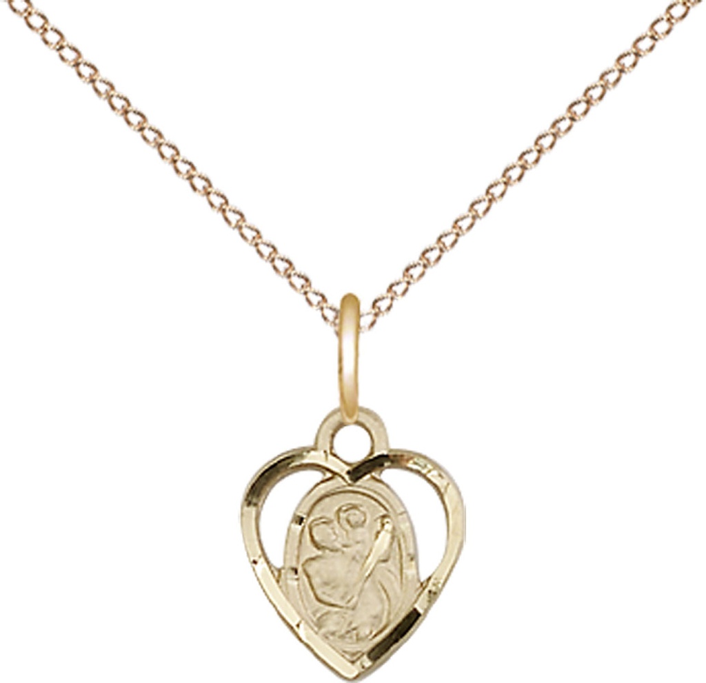 14kt Gold Filled Saint Christopher Pendant on a 18 inch Gold Filled Light Curb chain