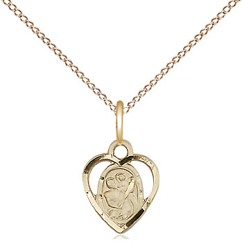 14kt Gold Filled Saint Christopher Pendant on a 18 inch Gold Filled Light Curb chain