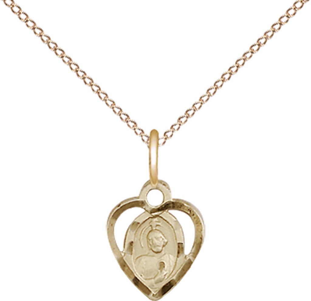 14kt Gold Filled Saint Jude Pendant on a 18 inch Gold Filled Light Curb chain