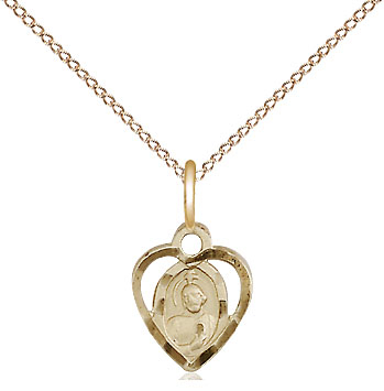 14kt Gold Filled Saint Jude Pendant on a 18 inch Gold Filled Light Curb chain