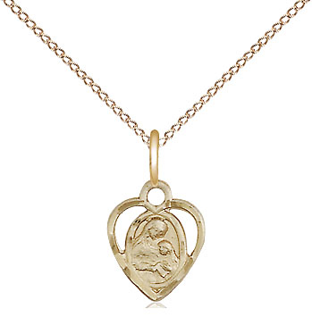 14kt Gold Filled Saint Ann Pendant on a 18 inch Gold Filled Light Curb chain