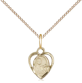 14kt Gold Filled Saint Theresa Pendant on a 18 inch Gold Filled Light Curb chain