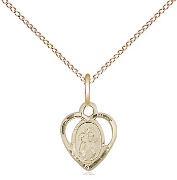 14kt Gold Filled Saint Ann Pendant on a 18 inch Gold Filled Light Curb chain