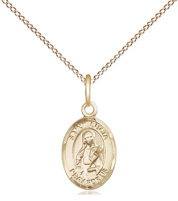 14kt Gold Filled Saint Lucia of Syracuse Pendant on a 18 inch Gold Filled Light Curb chain