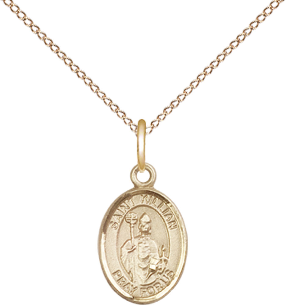 14kt Gold Filled Saint Kilian Pendant on a 18 inch Gold Filled Light Curb chain