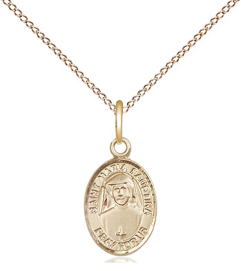14kt Gold Filled Saint Maria Faustina Pendant on a 18 inch Gold Filled Light Curb chain