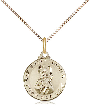 14kt Gold Filled Saint Jude Pendant on a 18 inch Gold Filled Light Curb chain