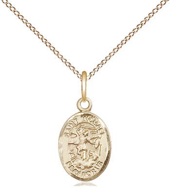 14kt Gold Filled Saint Michael the Archangel Pendant on a 18 inch Gold Filled Light Curb chain