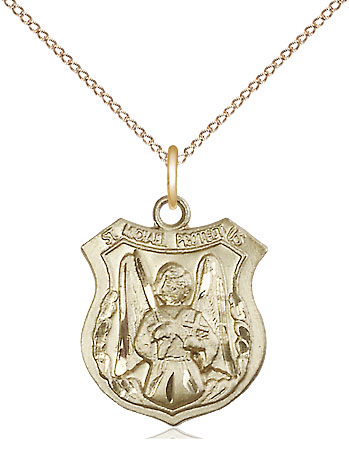 14kt Gold Filled Saint Michael the Archangel Pendant on a 18 inch Gold Filled Light Curb chain