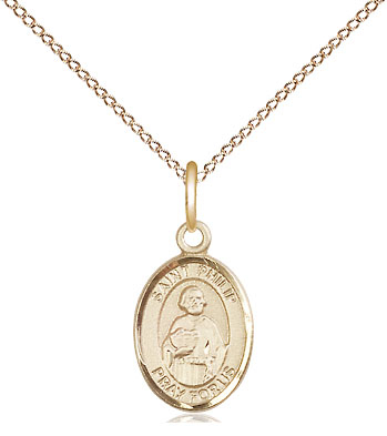 14kt Gold Filled Saint Philip the Apostle Pendant on a 18 inch Gold Filled Light Curb chain