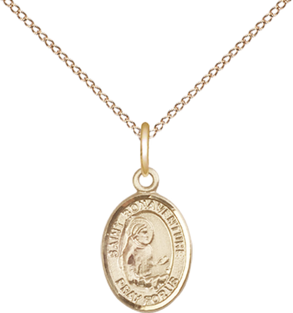 14kt Gold Filled Saint Bonaventure Pendant on a 18 inch Gold Filled Light Curb chain