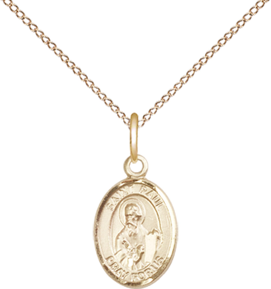 14kt Gold Filled Saint Paul the Apostle Pendant on a 18 inch Gold Filled Light Curb chain