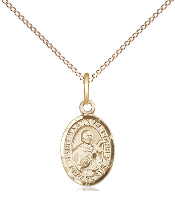 14kt Gold Filled Saint Martin de Porres Pendant on a 18 inch Gold Filled Light Curb chain