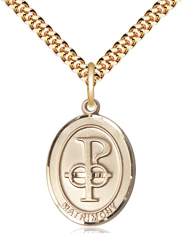 14kt Gold Filled Matrimony Pendant on a 24 inch Gold Plate Heavy Curb chain