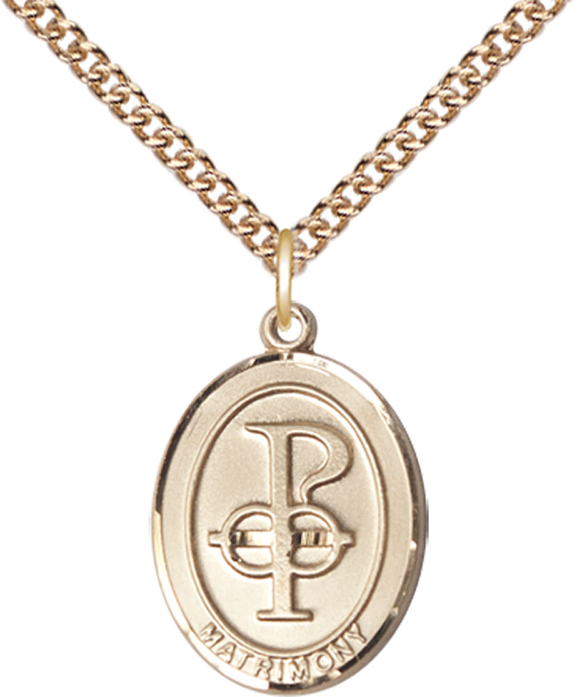 14kt Gold Filled Matrimony Pendant on a 24 inch Gold Filled Heavy Curb chain