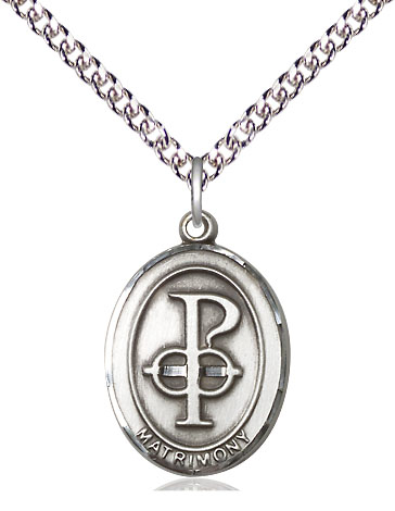 Sterling Silver Matrimony Pendant on a 24 inch Sterling Silver Heavy Curb chain