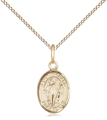 14kt Gold Filled Saint Richard Pendant on a 18 inch Gold Filled Light Curb chain