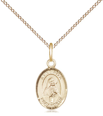 14kt Gold Filled Saint Rita of Cascia Pendant on a 18 inch Gold Filled Light Curb chain