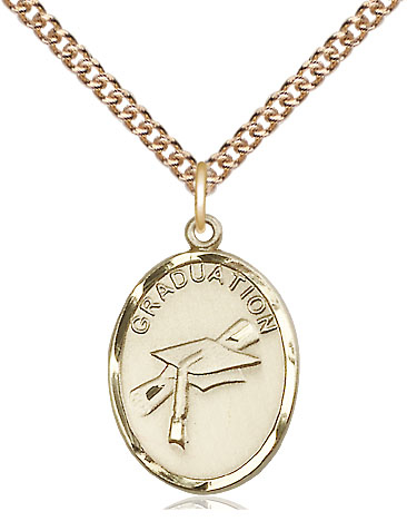 14kt Gold Filled Graduation Pendant on a 24 inch Gold Filled Heavy Curb chain